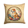American Foxhound and Flowers Decorative Throw Pillow 14x14 Indoor Outdoor Accent Cushion, Fabric Cover with Insert for Sofa, Bed, Porch & Living Room