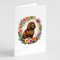 American Water Spaniel and Flowers Greeting Cards Pack of 8 Blank Cards with Envelopes Whimsical A7 Size 5x7