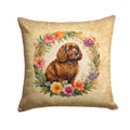 American Water Spaniel and Flowers Decorative Throw Pillow 14x14 Indoor Outdoor Accent Cushion, Fabric Cover with Insert for Sofa, Bed, Porch & Living Room