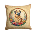 Anatolian Shepherd Dog and Flowers Decorative Throw Pillow 18x18 Indoor Outdoor Accent Cushion, Fabric Cover with Insert for Sofa, Bed, Porch & Living Room