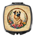 Anatolian Shepherd Dog and Flowers Compact Mirror Decorative Travel Makeup Mirror for Women Girls Gifts Pocket Makeup Mirror Folding Handheld
