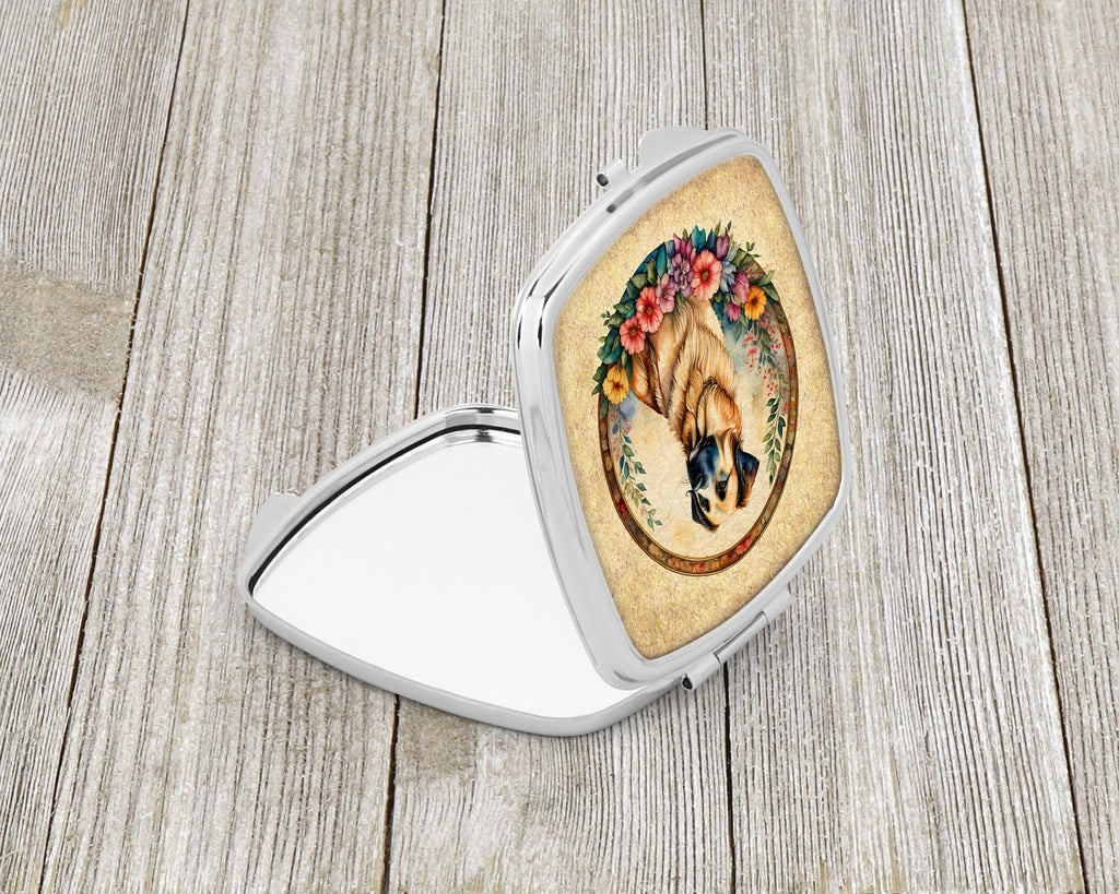 Anatolian Shepherd Dog and Flowers Compact Mirror Decorative Travel Makeup Mirror for Women Girls Gifts Pocket Makeup Mirror Folding Handheld