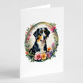 Appenzeller Sennenhund and Flowers Greeting Cards Pack of 8 Blank Cards with Envelopes Whimsical A7 Size 5x7