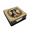 Appenzeller Sennenhund and Flowers PU Leather Note Paper Holder with Artist-Designed Cover, Desk Accessory, Office Gift