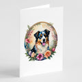 Australian Shepherd and Flowers Greeting Cards Pack of 8 Blank Cards with Envelopes Whimsical A7 Size 5x7