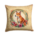 Basenji and Flowers Decorative Throw Pillow 18x18 Indoor Outdoor Accent Cushion, Fabric Cover with Insert for Sofa, Bed, Porch & Living Room