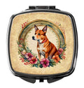 Basenji and Flowers Compact Mirror Decorative Travel Makeup Mirror for Women Girls Gifts Pocket Makeup Mirror Folding Handheld