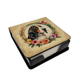 Basset Hound and Flowers PU Leather Note Paper Holder with Artist-Designed Cover, Desk Accessory, Office Gift