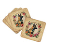 Belgian Malinois and Flowers Foam Coasters Set of 4 Cup Coasters for Indoor Outdoor, Tabletop Protection, Anti Slip, Mouse pad Material