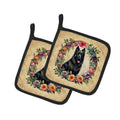Belgian Sheepdog and Flowers Pot Holder Set of 2 Heat Resistant Quilted Hot Pads 7.5 x 7.5 Inch, Insulated Kitchen Trivets for Cooking & Baking