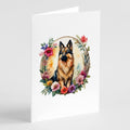 Belgian Tervuren and Flowers Greeting Cards Pack of 8 Blank Cards with Envelopes Whimsical A7 Size 5x7