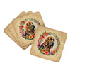 Bloodhound and Flowers Foam Coasters Set of 4 Cup Coasters for Indoor Outdoor, Tabletop Protection, Anti Slip, Mouse pad Material