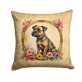 Border Terrier and Flowers Decorative Throw Pillow 14x14 Indoor Outdoor Accent Cushion, Fabric Cover with Insert for Sofa, Bed, Porch & Living Room