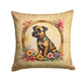 Border Terrier and Flowers Decorative Throw Pillow 18x18 Indoor Outdoor Accent Cushion, Fabric Cover with Insert for Sofa, Bed, Porch & Living Room