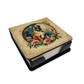Boxer and Flowers PU Leather Note Paper Holder with Artist-Designed Cover, Desk Accessory, Office Gift
