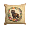 Boykin Spaniel and Flowers Decorative Throw Pillow 14x14 Indoor Outdoor Accent Cushion, Fabric Cover with Insert for Sofa, Bed, Porch & Living Room