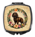 Boykin Spaniel and Flowers Compact Mirror Decorative Travel Makeup Mirror for Women Girls Gifts Pocket Makeup Mirror Folding Handheld