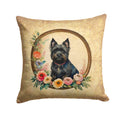 Cairn Terrier and Flowers Decorative Throw Pillow 14x14 Indoor Outdoor Accent Cushion, Fabric Cover with Insert for Sofa, Bed, Porch & Living Room