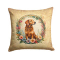 Chesapeake Bay Retriever and Flowers Decorative Throw Pillow 14x14 Indoor Outdoor Accent Cushion, Fabric Cover with Insert for Sofa, Bed, Porch & Living Room