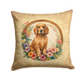 Cocker Spaniel and Flowers Decorative Throw Pillow 18x18 Indoor Outdoor Accent Cushion, Fabric Cover with Insert for Sofa, Bed, Porch & Living Room