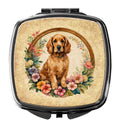Cocker Spaniel and Flowers Compact Mirror Decorative Travel Makeup Mirror for Women Girls Gifts Pocket Makeup Mirror Folding Handheld