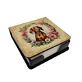 Dachshund and Flowers PU Leather Note Paper Holder with Artist-Designed Cover, Desk Accessory, Office Gift