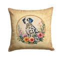 Dalmatian and Flowers Decorative Throw Pillow 18x18 Indoor Outdoor Accent Cushion, Fabric Cover with Insert for Sofa, Bed, Porch & Living Room