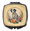 Dalmatian and Flowers Compact Mirror Decorative Travel Makeup Mirror for Women Girls Gifts Pocket Makeup Mirror Folding Handheld