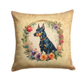 Doberman Pinscher and Flowers Decorative Throw Pillow 18x18 Indoor Outdoor Accent Cushion, Fabric Cover with Insert for Sofa, Bed, Porch & Living Room