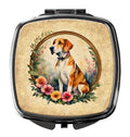 English Foxhound and Flowers Compact Mirror Decorative Travel Makeup Mirror for Women Girls Gifts Pocket Makeup Mirror Folding Handheld