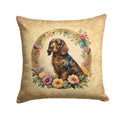 Field Spaniel and Flowers Decorative Throw Pillow 14x14 Indoor Outdoor Accent Cushion, Fabric Cover with Insert for Sofa, Bed, Porch & Living Room