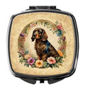 Field Spaniel and Flowers Compact Mirror Decorative Travel Makeup Mirror for Women Girls Gifts Pocket Makeup Mirror Folding Handheld