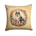 Finnish Lapphund and Flowers Decorative Throw Pillow 18x18 Indoor Outdoor Accent Cushion, Fabric Cover with Insert for Sofa, Bed, Porch & Living Room