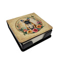 Fawn  French Bulldog and Flowers PU Leather Note Paper Holder with Artist-Designed Cover, Desk Accessory, Office Gift