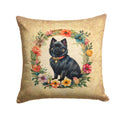 German Spitz and Flowers Decorative Throw Pillow 14x14 Indoor Outdoor Accent Cushion, Fabric Cover with Insert for Sofa, Bed, Porch & Living Room