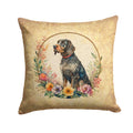 German Wirehaired Pointer and Flowers Decorative Throw Pillow 14x14 Indoor Outdoor Accent Cushion, Fabric Cover with Insert for Sofa, Bed, Porch & Living Room