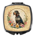 German Wirehaired Pointer and Flowers Compact Mirror Decorative Travel Makeup Mirror for Women Girls Gifts Pocket Makeup Mirror Folding Handheld