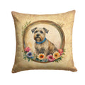 Glen of Imaal Terrier and Flowers Decorative Throw Pillow 14x14 Indoor Outdoor Accent Cushion, Fabric Cover with Insert for Sofa, Bed, Porch & Living Room