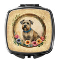 Glen of Imaal Terrier and Flowers Compact Mirror Decorative Travel Makeup Mirror for Women Girls Gifts Pocket Makeup Mirror Folding Handheld