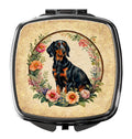 Gordon Setter and Flowers Compact Mirror Decorative Travel Makeup Mirror for Women Girls Gifts Pocket Makeup Mirror Folding Handheld