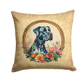 Great Dane and Flowers Decorative Throw Pillow 18x18 Indoor Outdoor Accent Cushion, Fabric Cover with Insert for Sofa, Bed, Porch & Living Room