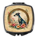 Greyhound and Flowers Compact Mirror Decorative Travel Makeup Mirror for Women Girls Gifts Pocket Makeup Mirror Folding Handheld