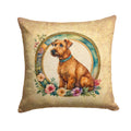 Irish Terrier and Flowers Decorative Throw Pillow 18x18 Indoor Outdoor Accent Cushion, Fabric Cover with Insert for Sofa, Bed, Porch & Living Room