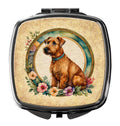 Irish Terrier and Flowers Compact Mirror Decorative Travel Makeup Mirror for Women Girls Gifts Pocket Makeup Mirror Folding Handheld