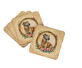 Irish Wolfhound and Flowers Foam Coasters Set of 4 Cup Coasters for Indoor Outdoor, Tabletop Protection, Anti Slip, Mouse pad Material