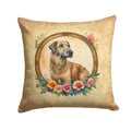 Irish Wolfhound and Flowers Decorative Throw Pillow 14x14 Indoor Outdoor Accent Cushion, Fabric Cover with Insert for Sofa, Bed, Porch & Living Room