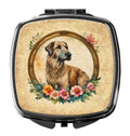 Irish Wolfhound and Flowers Compact Mirror Decorative Travel Makeup Mirror for Women Girls Gifts Pocket Makeup Mirror Folding Handheld
