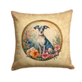 Italian Greyhound and Flowers Decorative Throw Pillow 14x14 Indoor Outdoor Accent Cushion, Fabric Cover with Insert for Sofa, Bed, Porch & Living Room