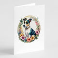Jack Russell Terrier and Flowers Greeting Cards Pack of 8 Blank Cards with Envelopes Whimsical A7 Size 5x7