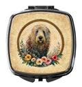 Komondor and Flowers Compact Mirror Decorative Travel Makeup Mirror for Women Girls Gifts Pocket Makeup Mirror Folding Handheld